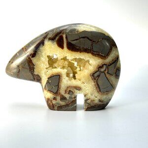 Septarian Bear Nodule Carving with Crystal Geode Center—AKA Dragon Stone —EUC